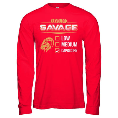 Level Of Savage Capricorn-T-Shirt & Hoodie-Long Sleeve T-Shirt-Red