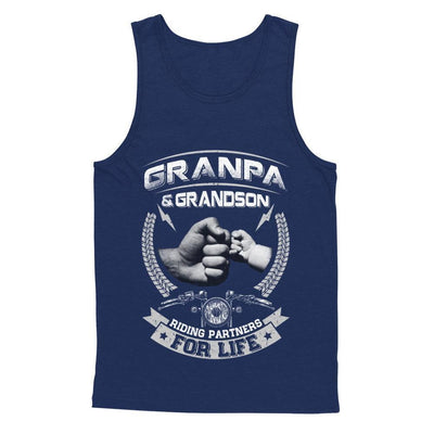 Motocross Grandpa And Grandson Riding Partners For Life-T-Shirt & Hoodie-Unisex Tank-Navy