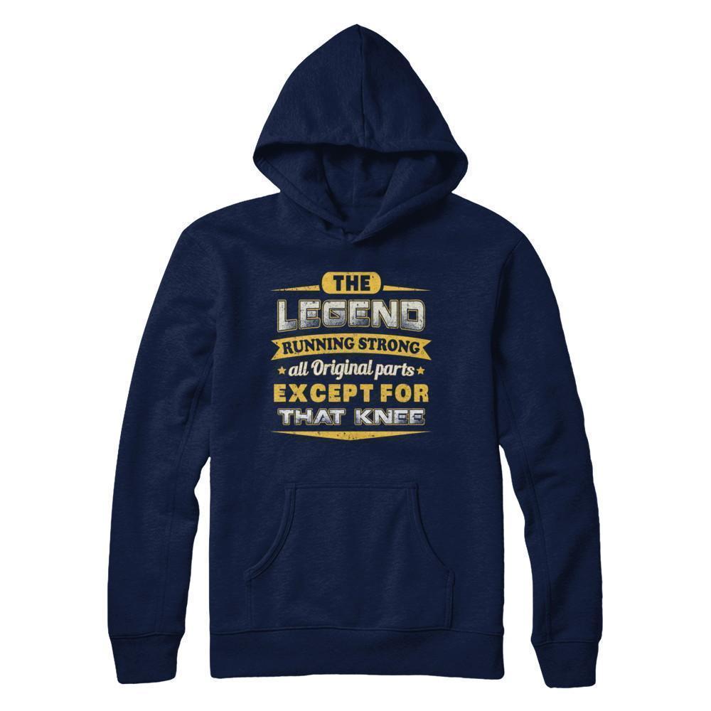 The Legend Running Strong All Original Parts Except Knee-T-Shirt & Hoodie-Pullover Hoodie-Navy