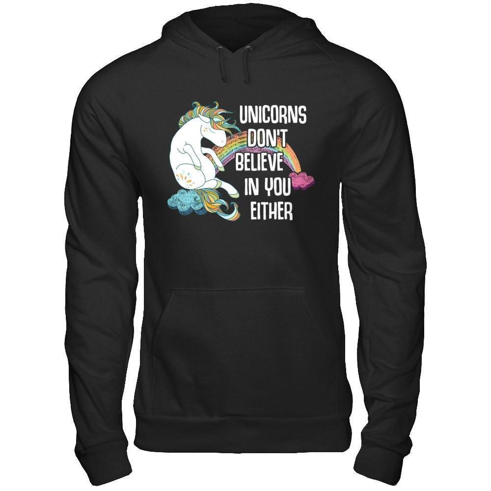 Unicorns Don't Believe In You Either-T-Shirt & Hoodie-Pullover Hoodie-Black