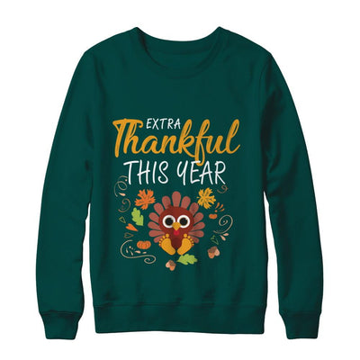 Thankful Pregnancy Mom Turkey Thanksgiving-T-Shirt & Sweatshirt-Crewneck Sweatshirt-Deep Forest
