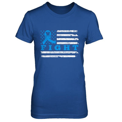 Fight Blue Ribbon US Flag Colon Prostate Cancer Awareness-T-Shirt & Hoodie-Women's T-Shirt-Royal