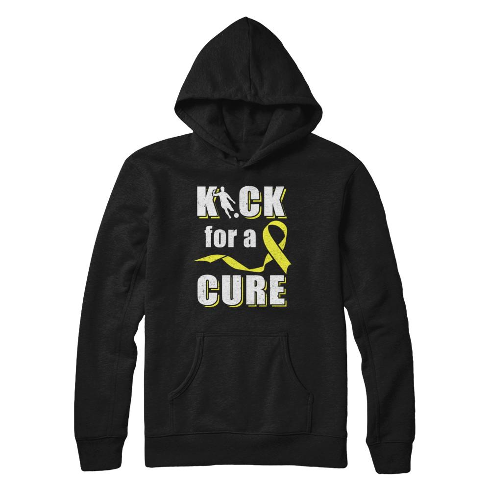 Kick For A Cure Soccer Yellow Childhood Cancer Awareness-T-Shirt & Hoodie-Pullover Hoodie-Black