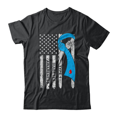Type 1 Diabetes Awareness Support T1D Flag Ribbon-T-Shirt & Hoodie-Classic T-Shirt-Black