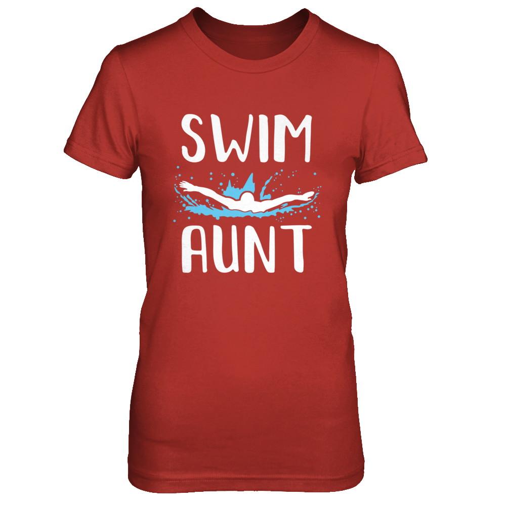 Swim Aunt Funny Swimming Birthday Gift-T-Shirt & Hoodie-Women's T-Shirt-Red