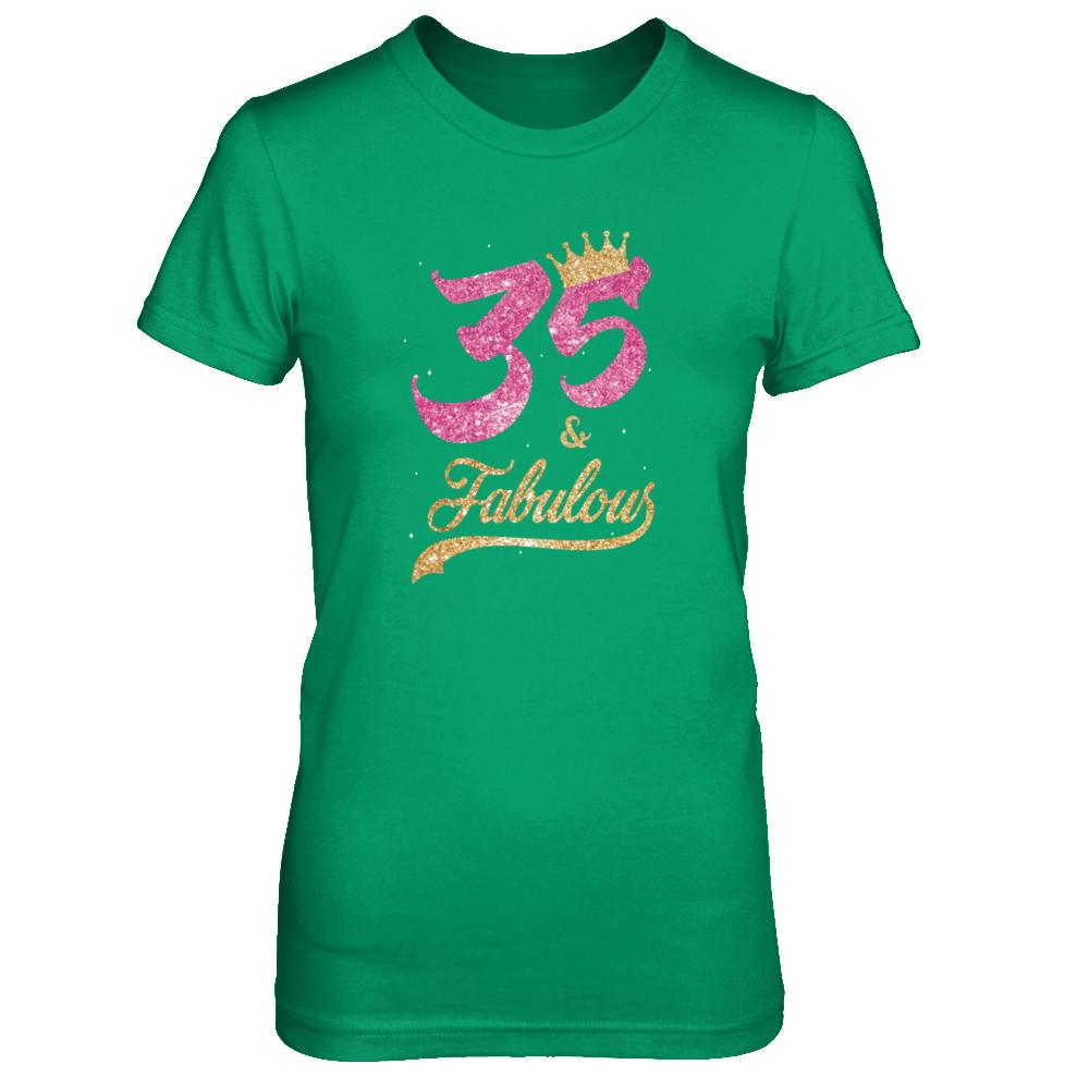 35 And Fabulous 1986 35th Birthday Gift-T-Shirt & Tank Top-Women's T-Shirt-Irish Green