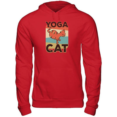 Classic Vintage Retro Yoga Cat Funny-T-Shirt & Tank Top-Pullover Hoodie-Red