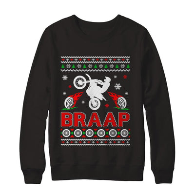 Motocross Sweater Christmas Dirt Bike BRAAP-T-Shirt & Sweatshirt-Crewneck Sweatshirt-Black