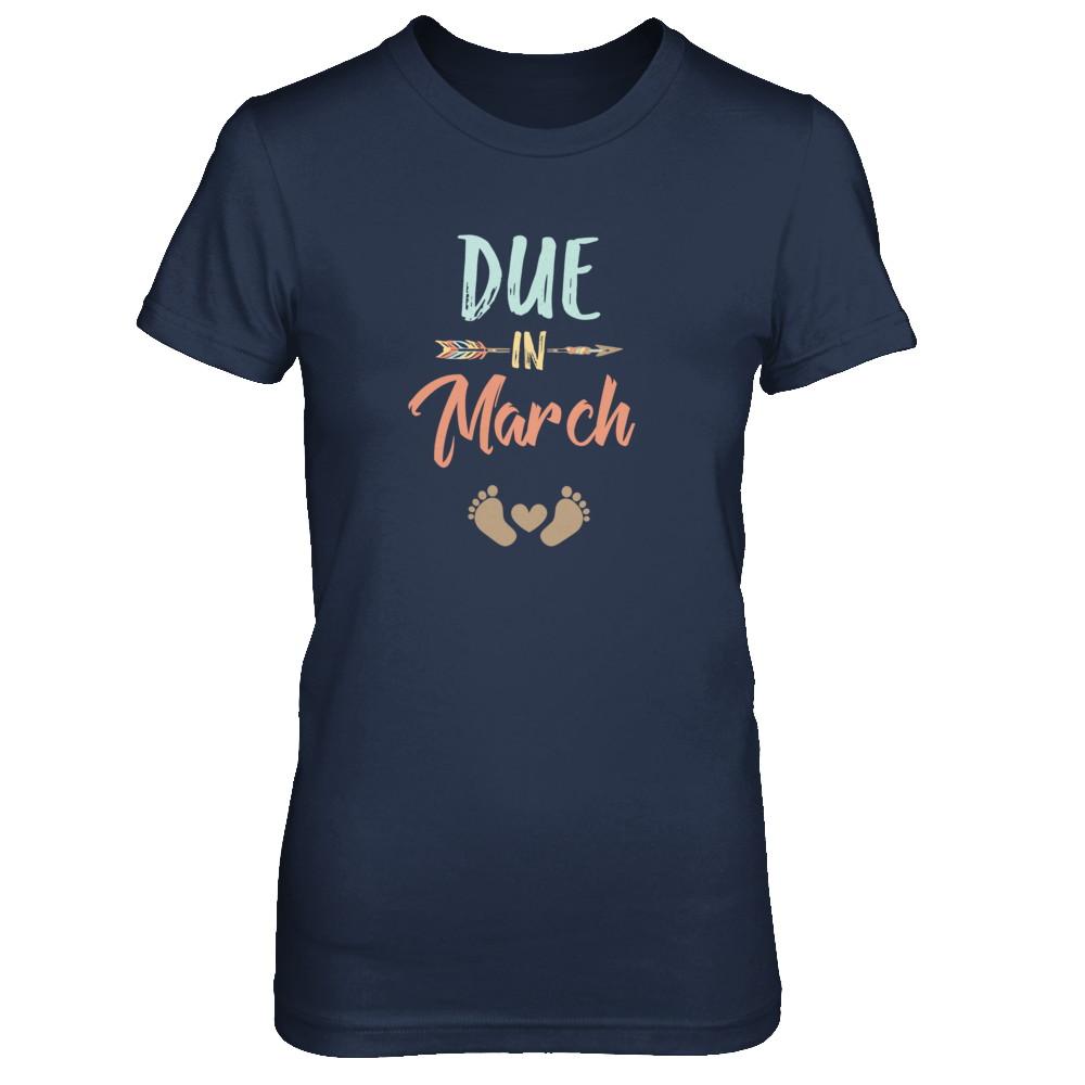 Due Date March 2021 Announcement Mommy Bump Pregnancy-T-Shirt & Tank Top-Women's T-Shirt-Navy