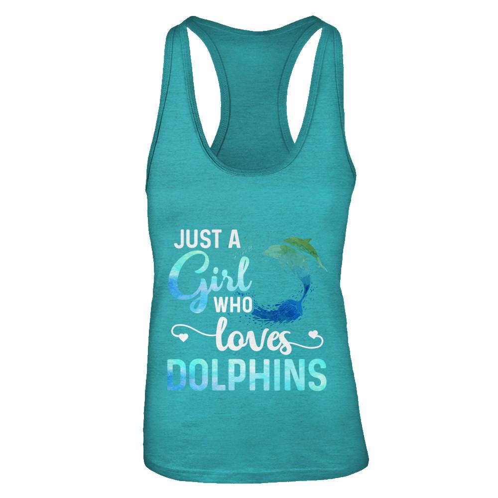 Just A Girl Who Loves Dolphins-T-Shirt & Tank Top-Women's Ideal Racerback Tank-Tahiti Blue