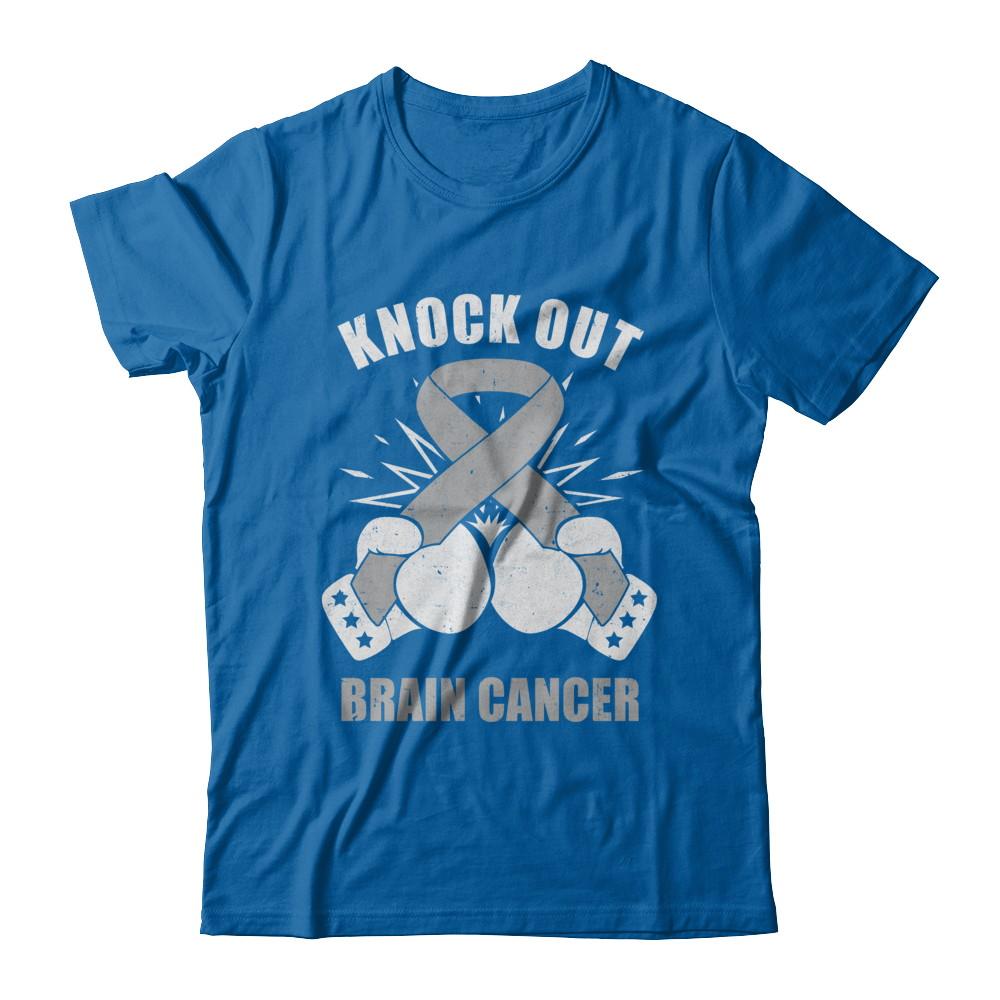 Boxing Knock Out Brain Cancer Awareness Support-T-Shirt & Hoodie-Classic T-Shirt-Royal
