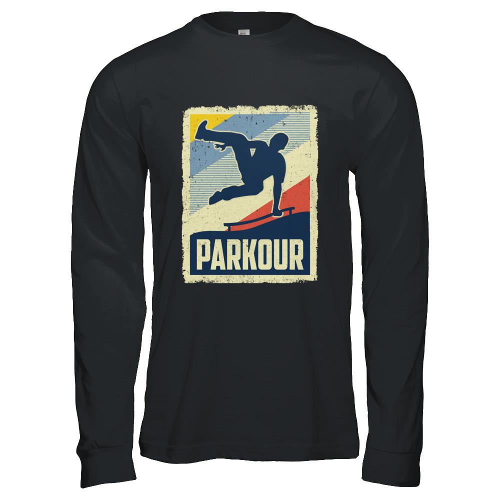 Vintage Parkour Distressed Style-T-Shirt & Hoodie-Long Sleeve T-Shirt-Black
