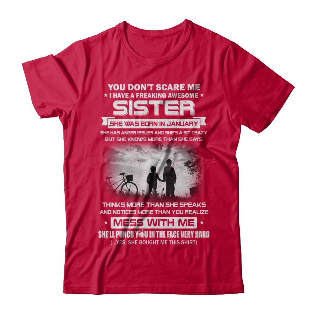 Freaking Awesome Sister She Was Born In January Brother-T-Shirt & Hoodie-Classic T-Shirt-Red