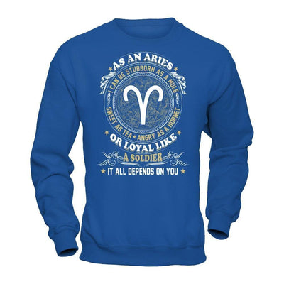 As An Aries I Can Be Stubborn As A Mule-T-Shirt & Hoodie-Crewneck Sweatshirt-Royal
