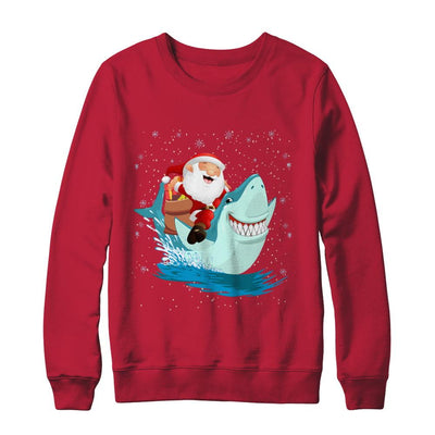 Santa Claus Riding Shark Christmas Xmas Gift-T-Shirt & Sweatshirt-Crewneck Sweatshirt-Red