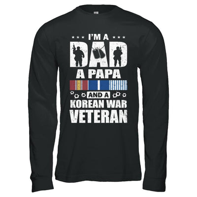 Dad A Papa And A Korean War Veteran Fathers Day-T-Shirt & Hoodie-Long Sleeve T-Shirt-Black