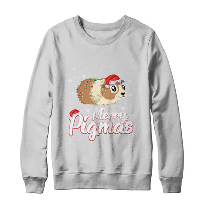 Merry Pigmas Funny Guinea Pig Santa Hat Christmas Gift-T-Shirt & Sweatshirt-Crewneck Sweatshirt-White