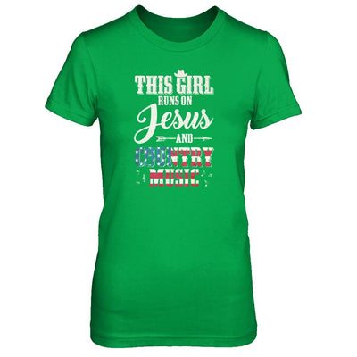 This Girl Runs On Jesus And Country Music-T-Shirt & Tank Top-Women's T-Shirt-Irish Green