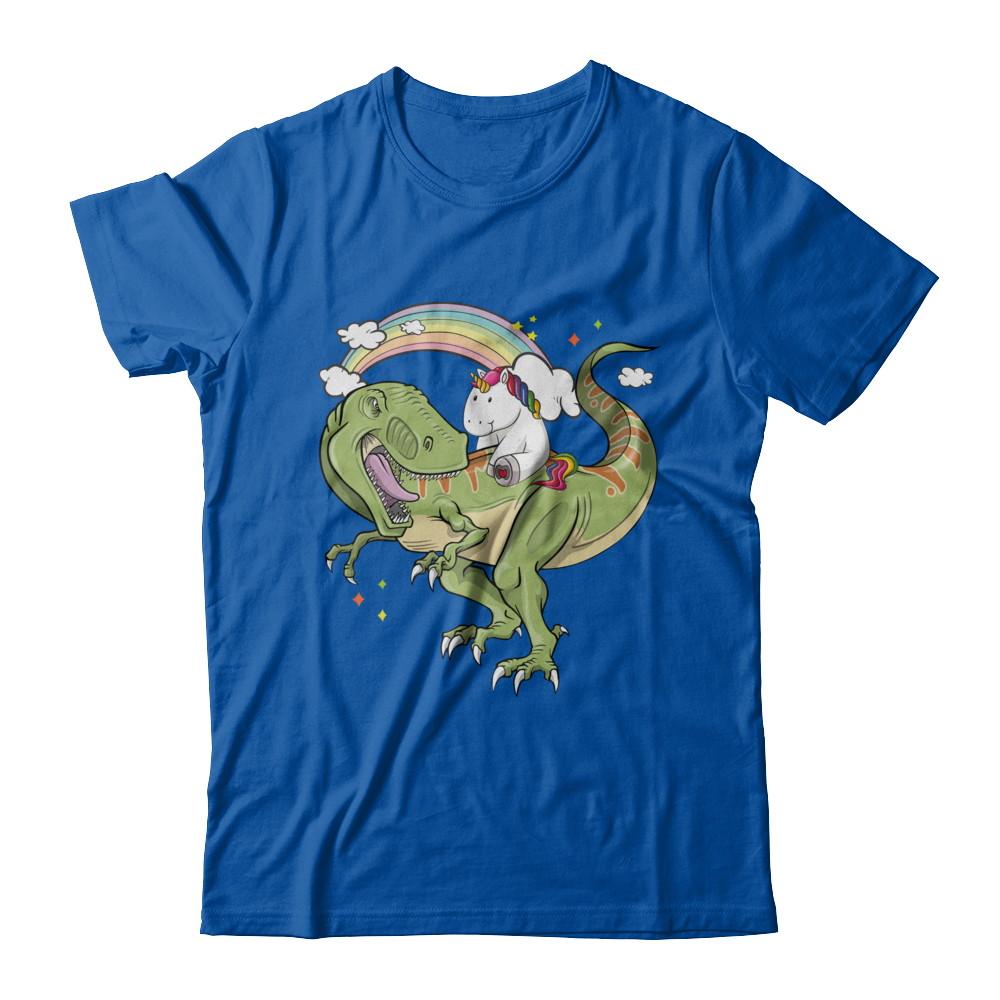 Unicorn Riding Dinosaur T Rex Unicorns Rainbow Gifts-T-Shirt & Hoodie-Premium T-Shirt-Royal