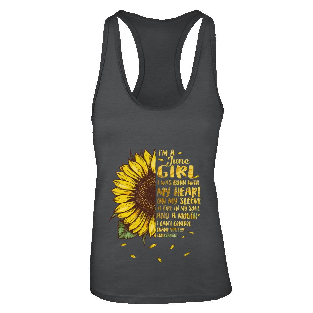 I Am A June Girl Birthday Gifts Sunflower-T-Shirt & Tank Top-Women's Ideal Racerback Tank-Black