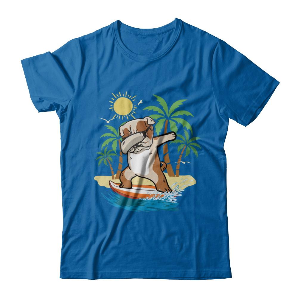 Summer Vacation Dabbing Bulldog Surfing Surfboard Gift-T-Shirt & Hoodie-Classic T-Shirt-Royal