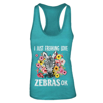 I Just Freaking Love Zebras-T-Shirt & Tank Top-Women's Ideal Racerback Tank-Tahiti Blue