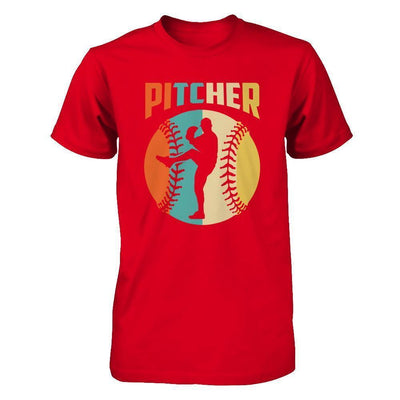Classic Vintage Retro Style Pitcher Baseball-T-Shirt & Hoodie-Premium T-Shirt-Red