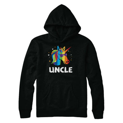 LGBT Pride Lesbian Gay Proud Uncle Unicorn-T-Shirt & Hoodie-Pullover Hoodie-Black