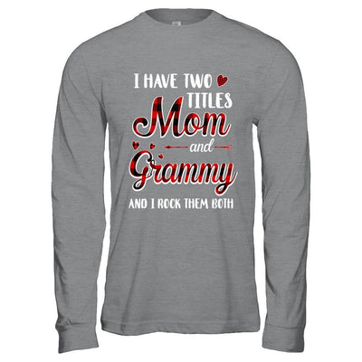 Red Plaid I Have Two Titles Mom And Grammy-T-Shirt & Hoodie-Long Sleeve T-Shirt-Sport Grey