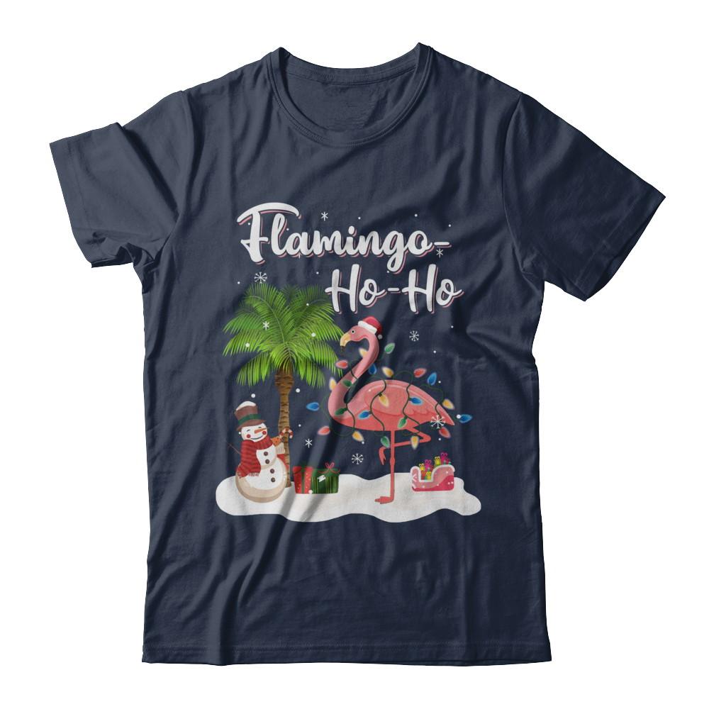 Flamingo Ho Ho Merry Christmas Gifts-T-Shirt & Hoodie-Classic T-Shirt-Navy