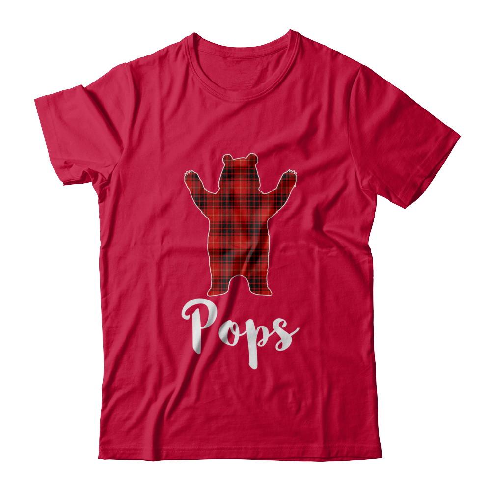 Red Pops Bear Buffalo Plaid Family Christmas Pajamas-T-Shirt & Sweatshirt-Classic T-Shirt-Red