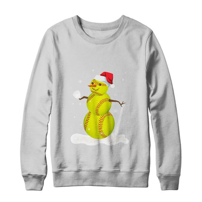 Christmas Softball Snowman Christmas-T-Shirt & Sweatshirt-Crewneck Sweatshirt-White