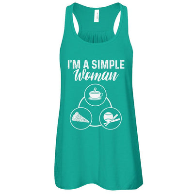 I'm A Simple Woman Coffee Pizza Softball-T-Shirt & Tank Top-Women's Flowy Racerback Tank-Kelly