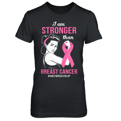 I Am Stronger Than Breast Cancer Awareness Support-T-Shirt & Hoodie-Women's T-Shirt-Black