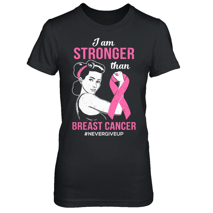 I Am Stronger Than Breast Cancer Awareness Support-T-Shirt & Hoodie-Women's T-Shirt-Black