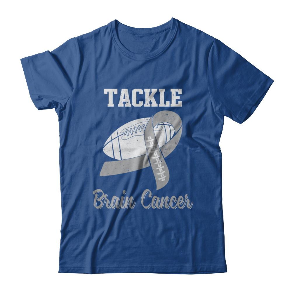 Football Survivor Tackle Gray Brain Cancer Awareness-T-Shirt & Hoodie-Classic T-Shirt-Royal