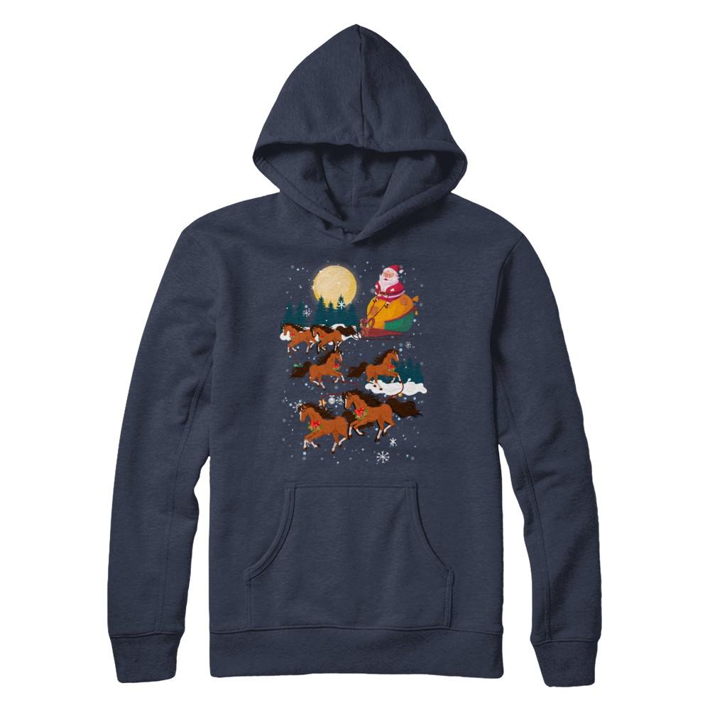 Funny Christmas Horse Reindeer Lover Santa Gift-T-Shirt & Sweatshirt-Pullover Hoodie-Navy