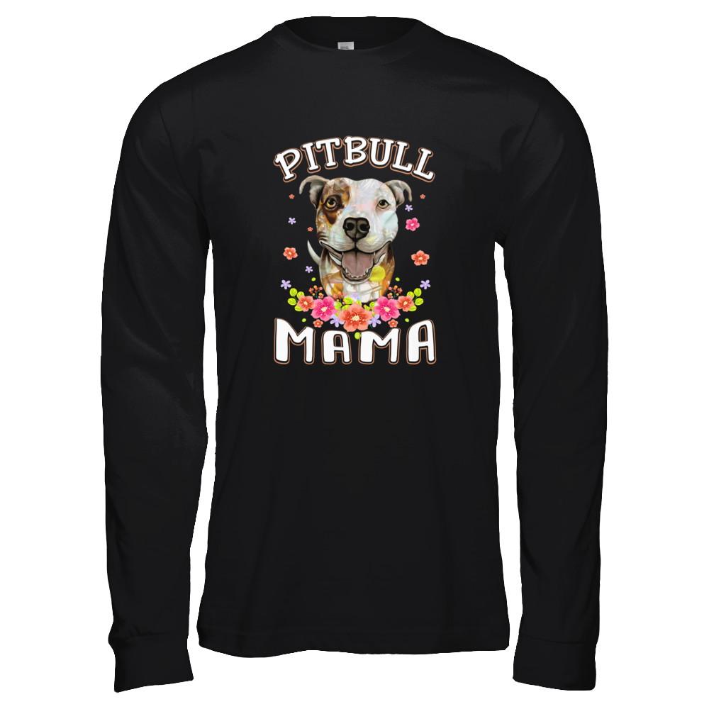 Proud Pitbull Mom Pitbull Mama-T-Shirt & Tank Top-Long Sleeve T-Shirt-Black