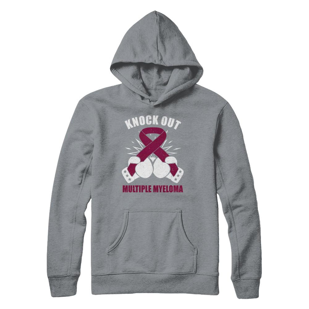 Boxing knock out Multiple Myeloma Awareness Support-T-Shirt & Hoodie-Pullover Hoodie-Light Steel
