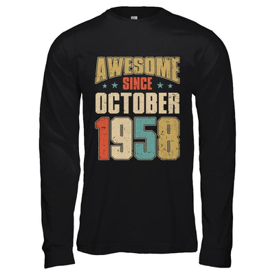Vintage Retro Awesome Since October 1958 63th Birthday-T-Shirt & Hoodie-Long Sleeve T-Shirt-Black