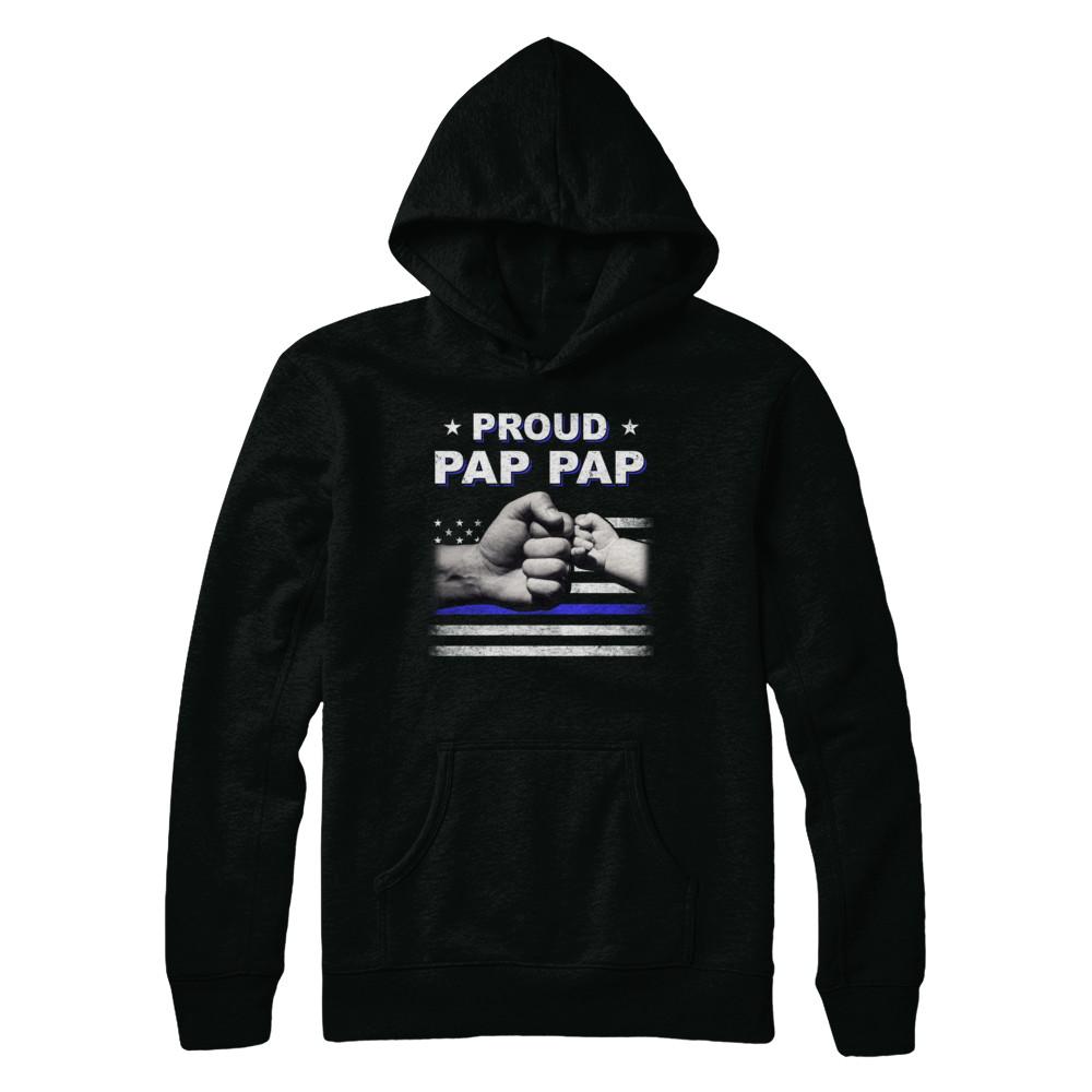 Proud Pap Pap Police Thin Blue Line Flag Fathers Day-T-Shirt & Hoodie-Pullover Hoodie-Black