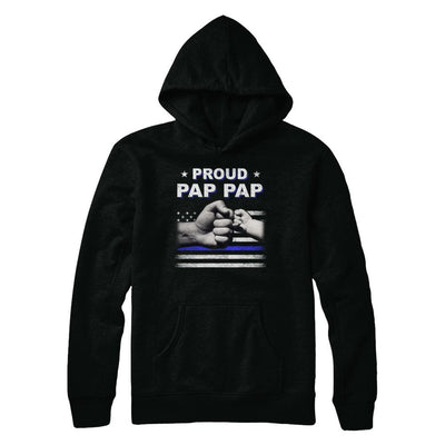 Proud Pap Pap Police Thin Blue Line Flag Fathers Day-T-Shirt & Hoodie-Pullover Hoodie-Black
