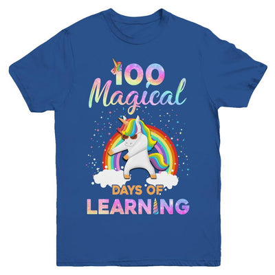 100 Magical Days of Learning Flossing Unicorn Youth-Youth Shirt-Youth T-Shirt-Royal