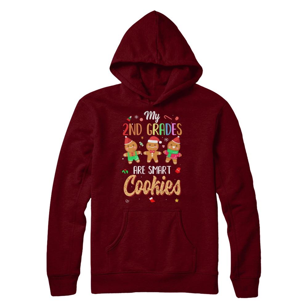 Teacher My 2nd Graders Are Smart Cookies Christmas-T-Shirt & Sweatshirt-Pullover Hoodie-Maroon