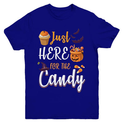 Just Here For The Candy Funny Halloween Kids Boy Girl Youth-Youth Shirt-Youth T-Shirt-Navy