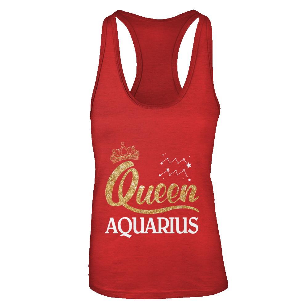 Queen Aquarius Zodiac January February Birthday Gift-T-Shirt & Tank Top-Women's Ideal Racerback Tank-Red