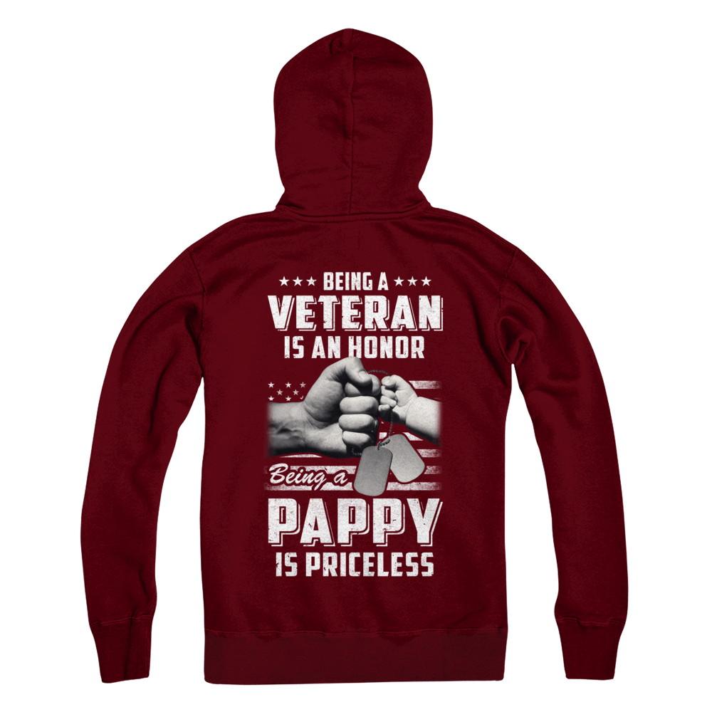Being A Veteran Is An Honor Being A Pappy Is Priceless-T-Shirt & Hoodie-Pullover Hoodie-Maroon