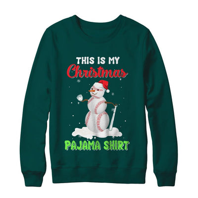This Is My Christmas Pajama Xmas Snowman Baseball-T-Shirt & Sweatshirt-Crewneck Sweatshirt-Deep Forest