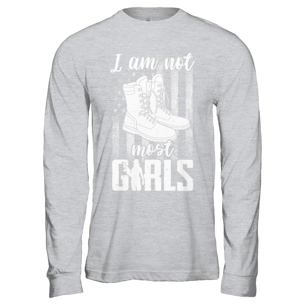 I AM NOT MOST GIRLS Veteran Woman-T-Shirt & Hoodie-Long Sleeve T-Shirt-Sport Grey