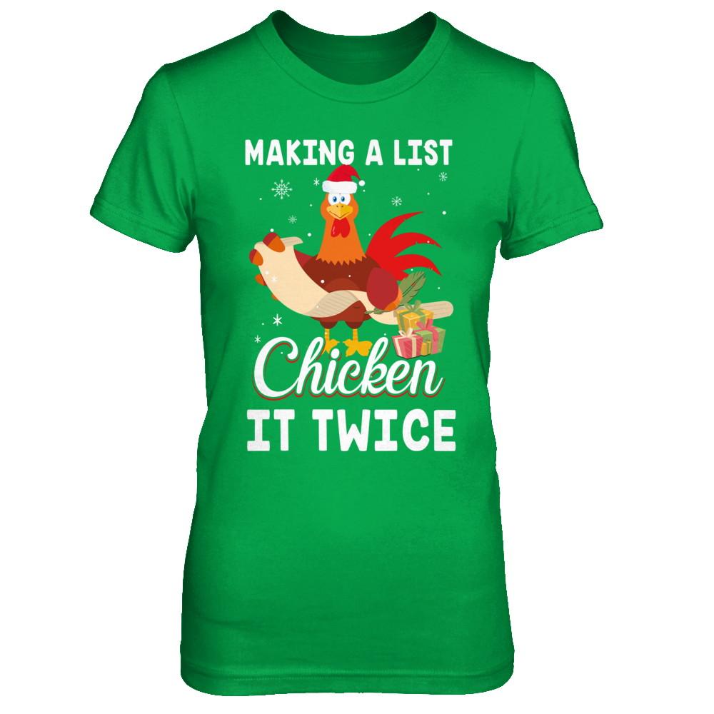 Chicken It Twice Funny Chicken Christmas-T-Shirt & Sweatshirt-Women's T-Shirt-Irish Green